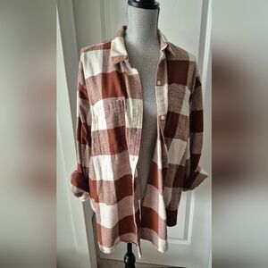 Brown and Cream Plaid Shirt